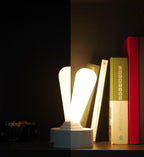 Pivot Lever light beside books, showing adjustable illumination