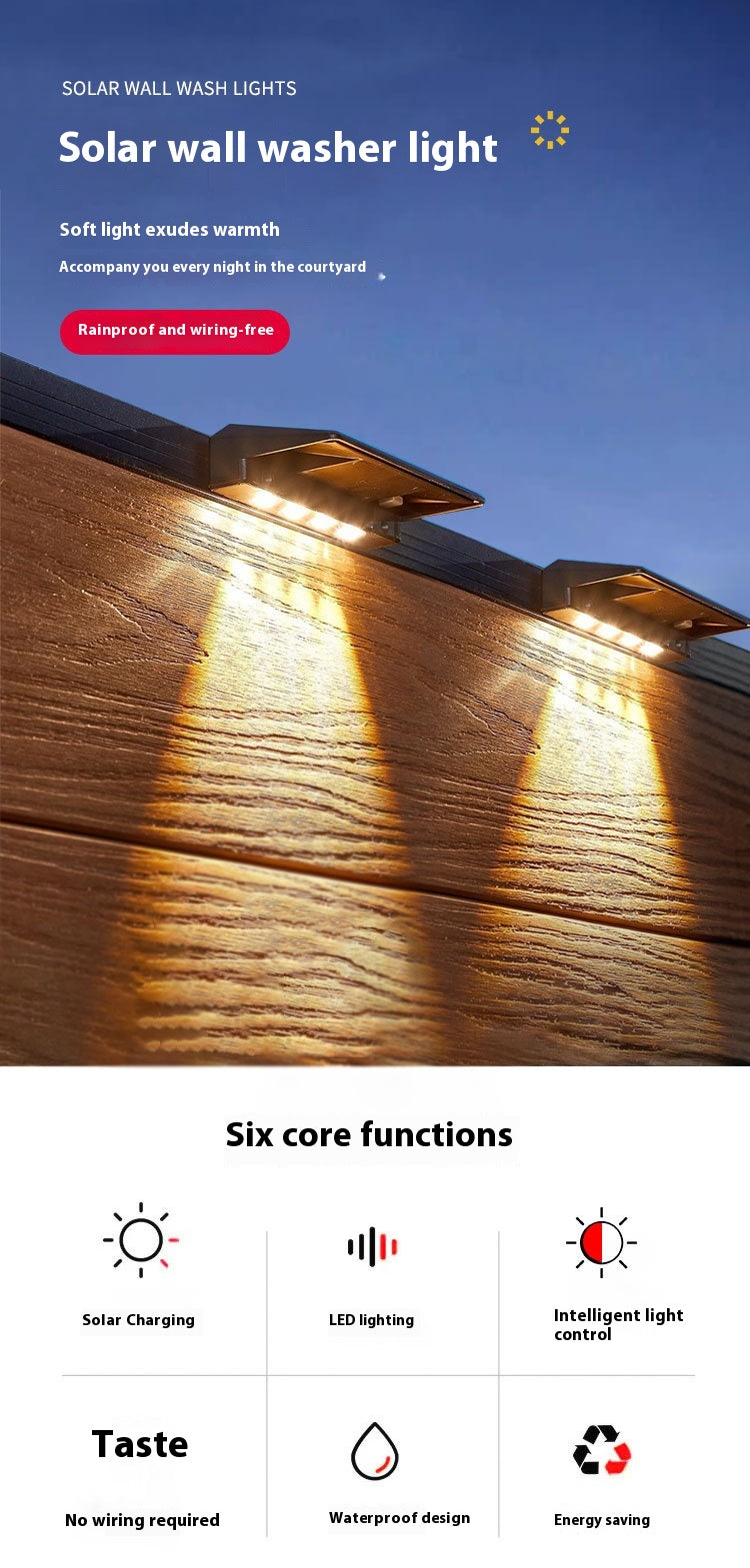 Porch Solar Wall Light — Warm / Single